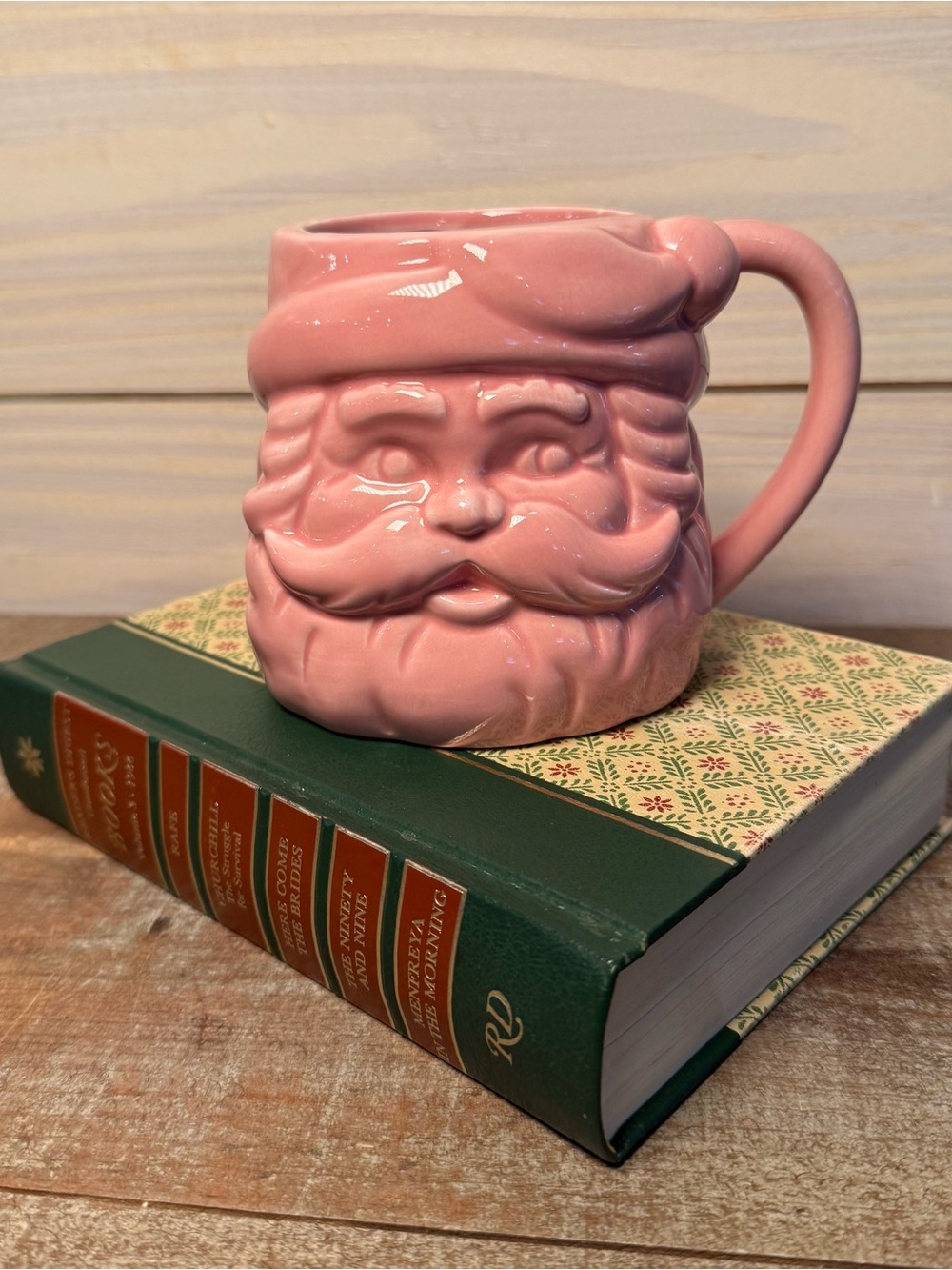 World Market Pink Santa Figural Ceramic Mug Christmas